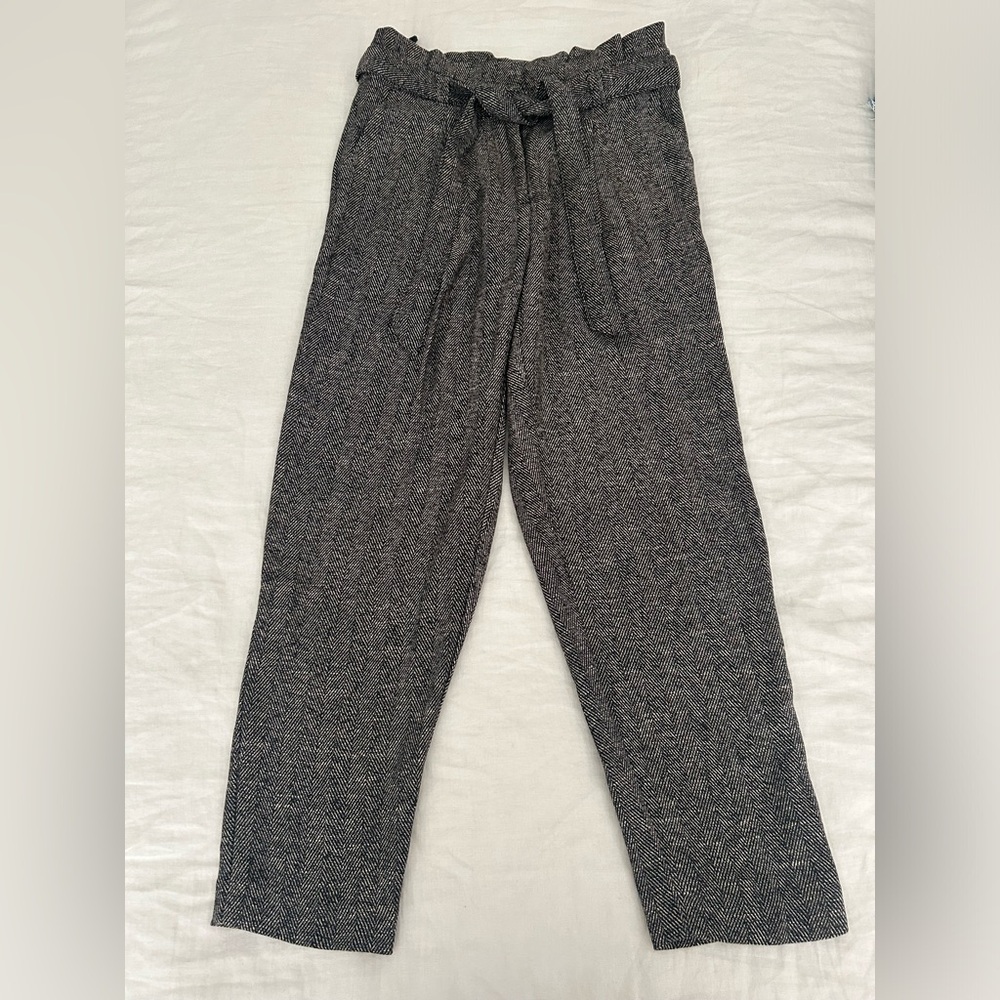 New Look Brown High Waist Pleated Trousers with Belt Size 6